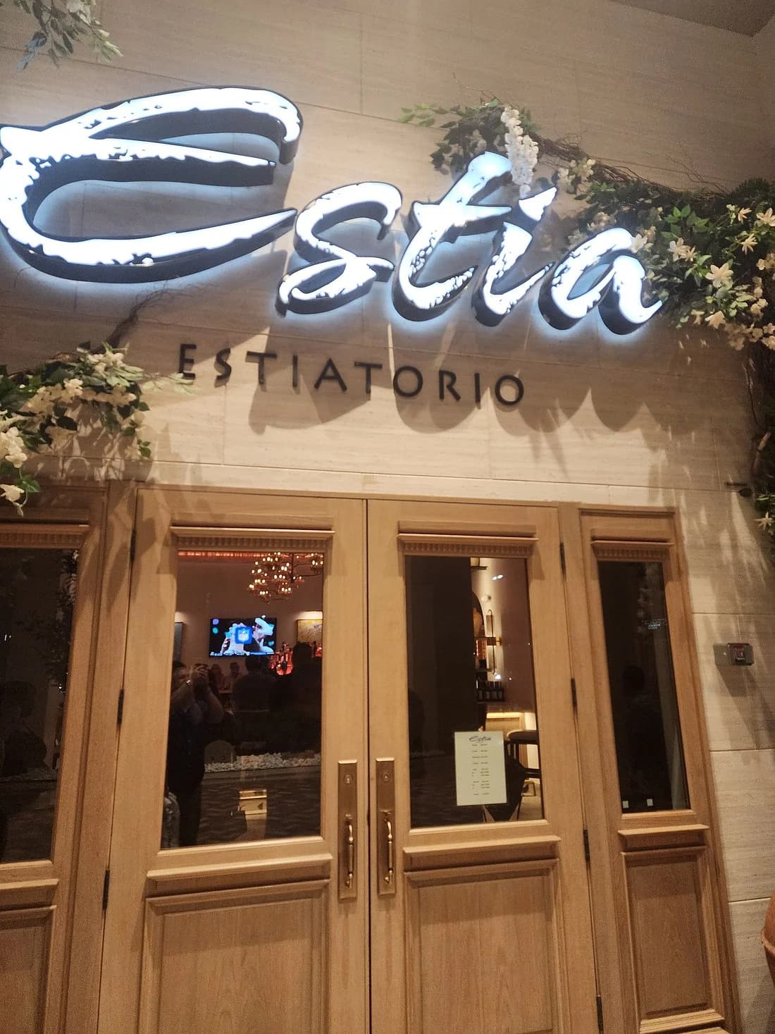 Estia restaurant sign