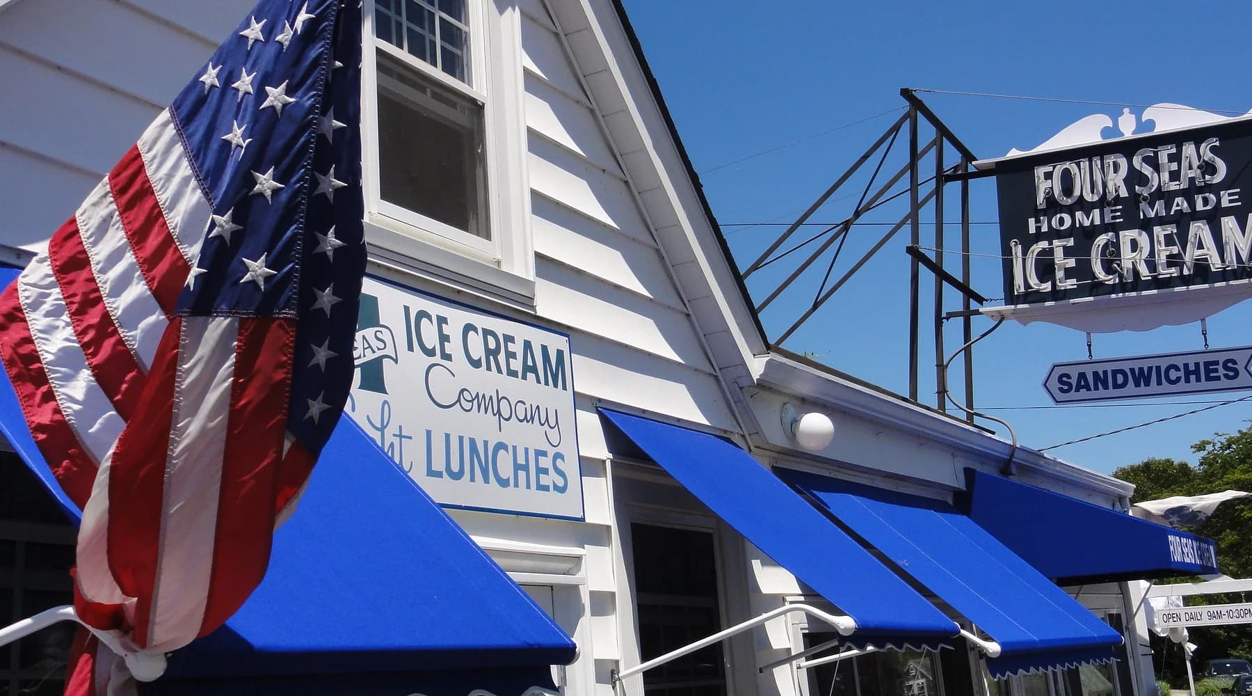 The counter at Four Seas Ice Cream
