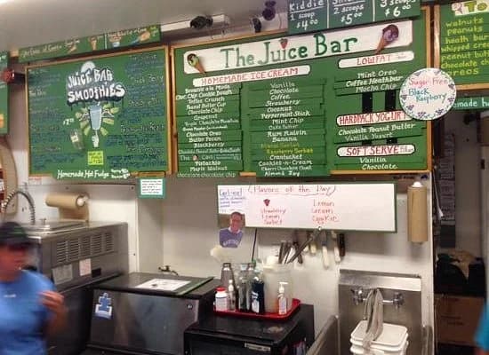 The chalkboard menu at The Juice Bar
