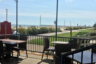 Waterfront dining terrace at The Ocean House