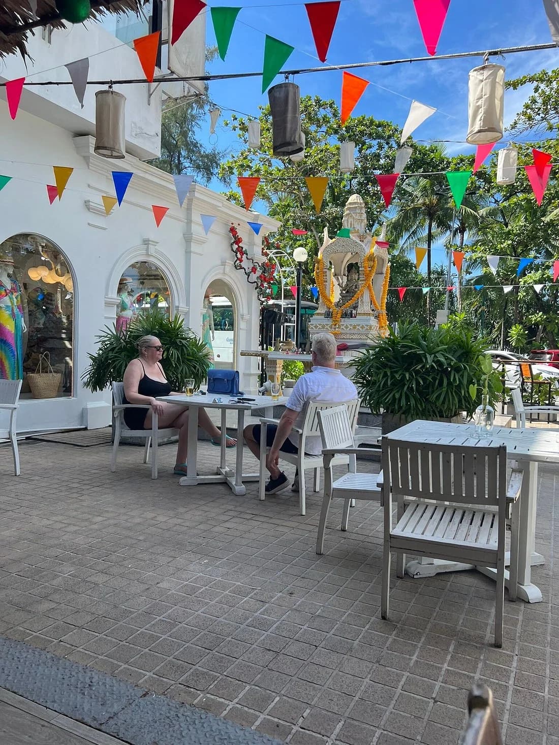 Outdoor dining patio at The Port Restaurant