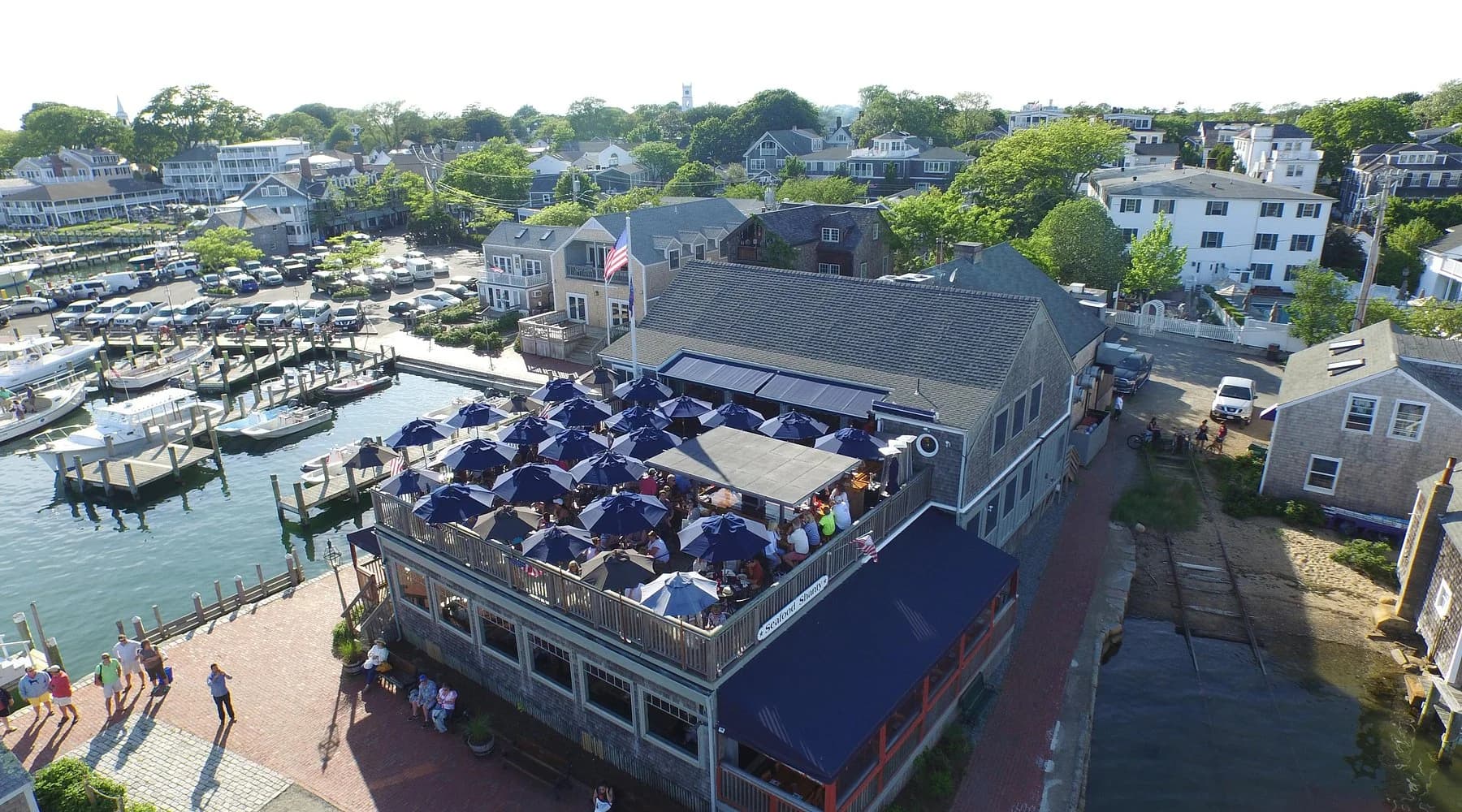 Waterfront tables at The Seafood Shanty in Edgartown