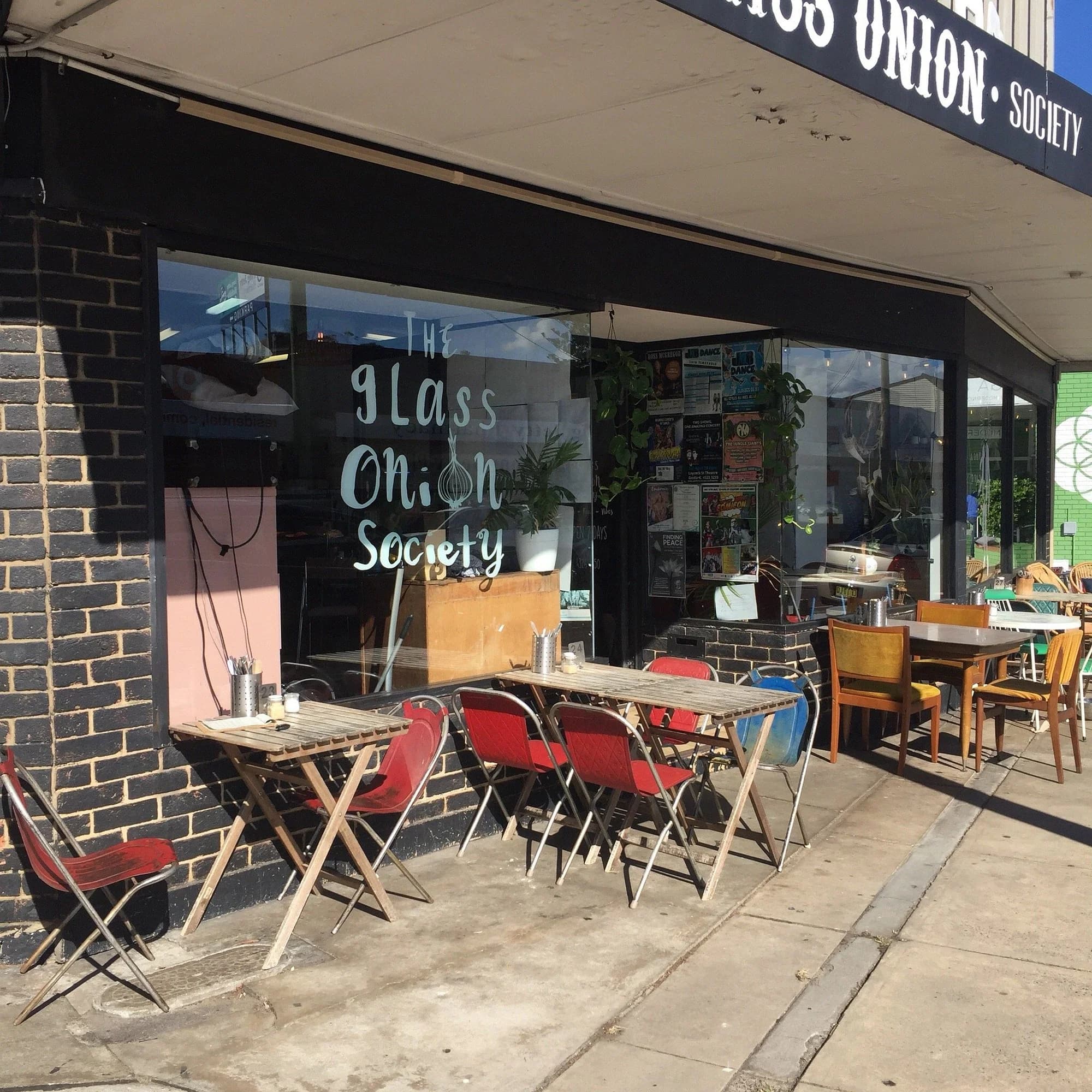 Outdoor seating at The Glass Onion restaurant