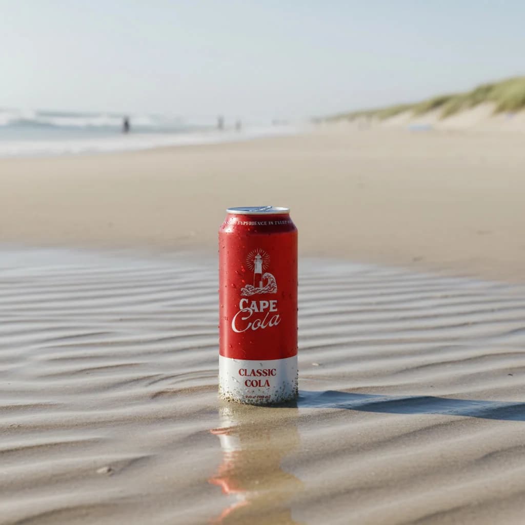 Cape Cola can on the sandy beach at Nauset