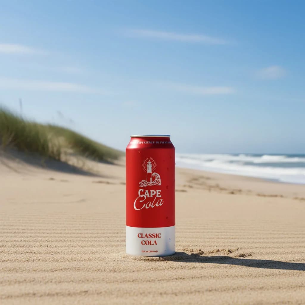 Cape Cola can on the sand at Race Point Beach