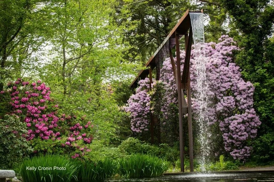 Landscaped grounds and historic buildings at Heritage Museums & Gardens
