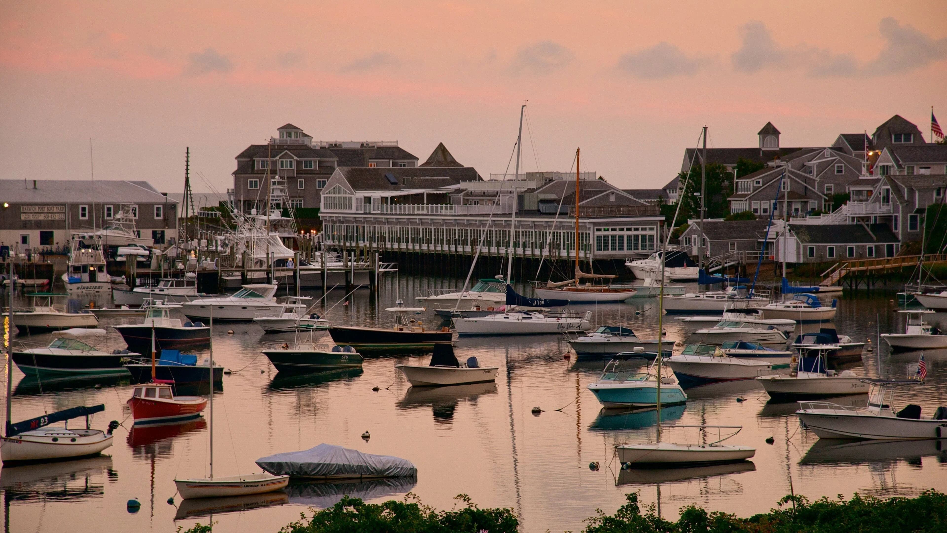 Boutiques and flower-lined sidewalks in Harwich Port