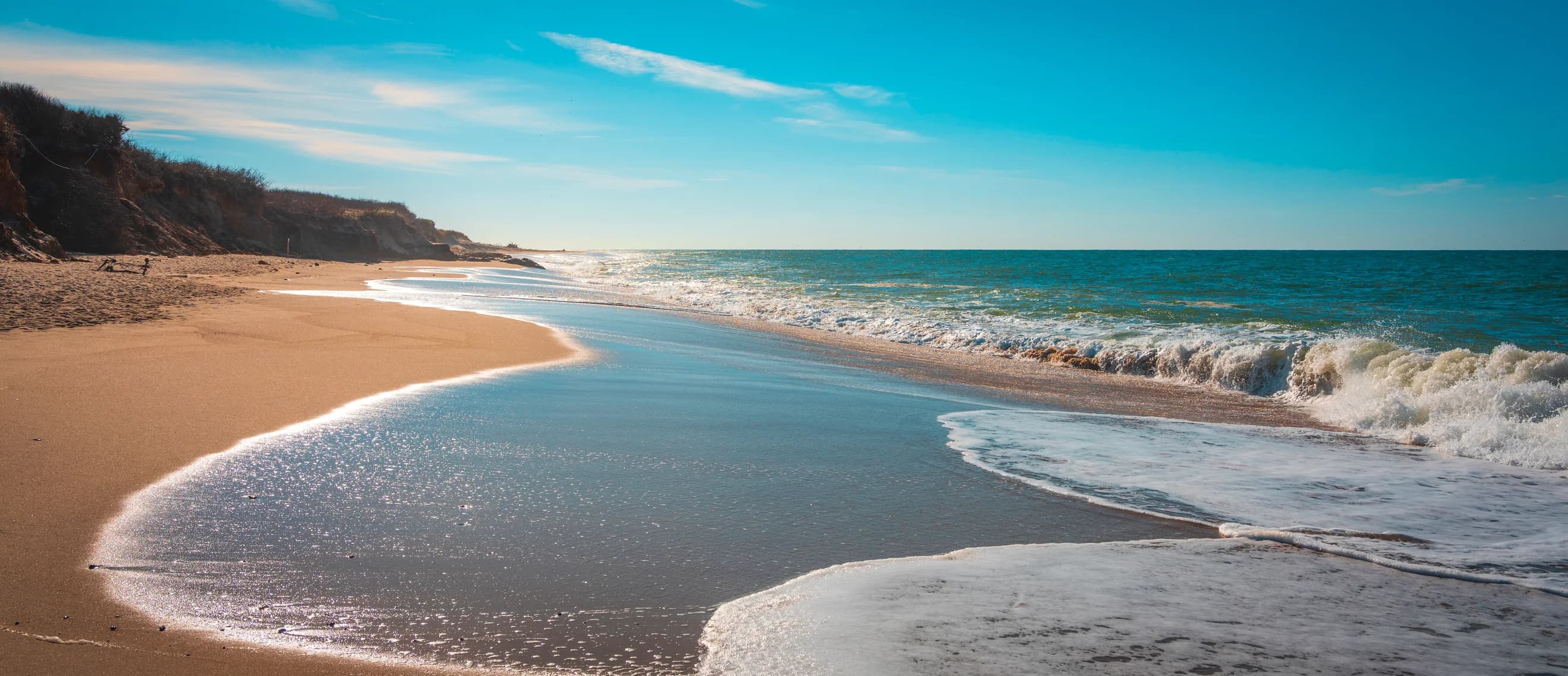 Tall sand cliffs above the Atlantic at Marconi Beach in Wellfleet