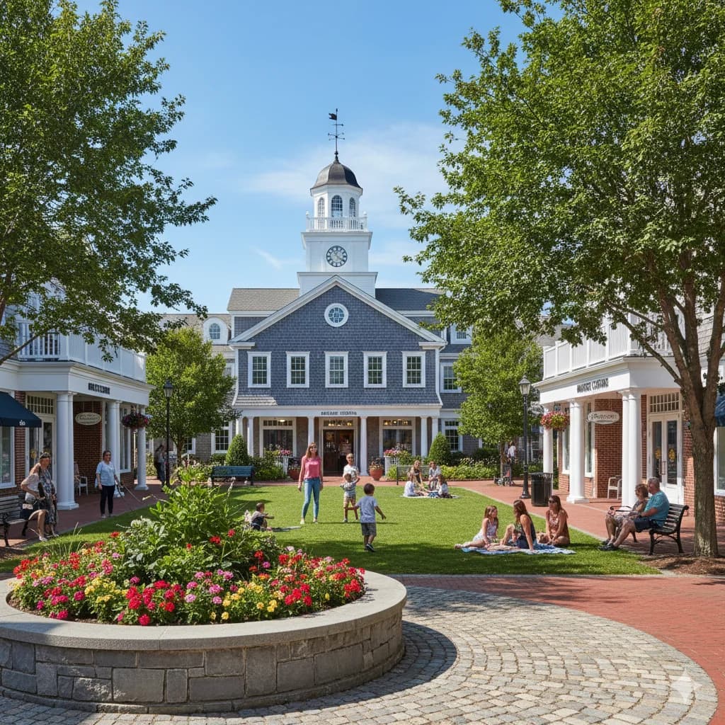 Open-air shopping streets at Mashpee Commons