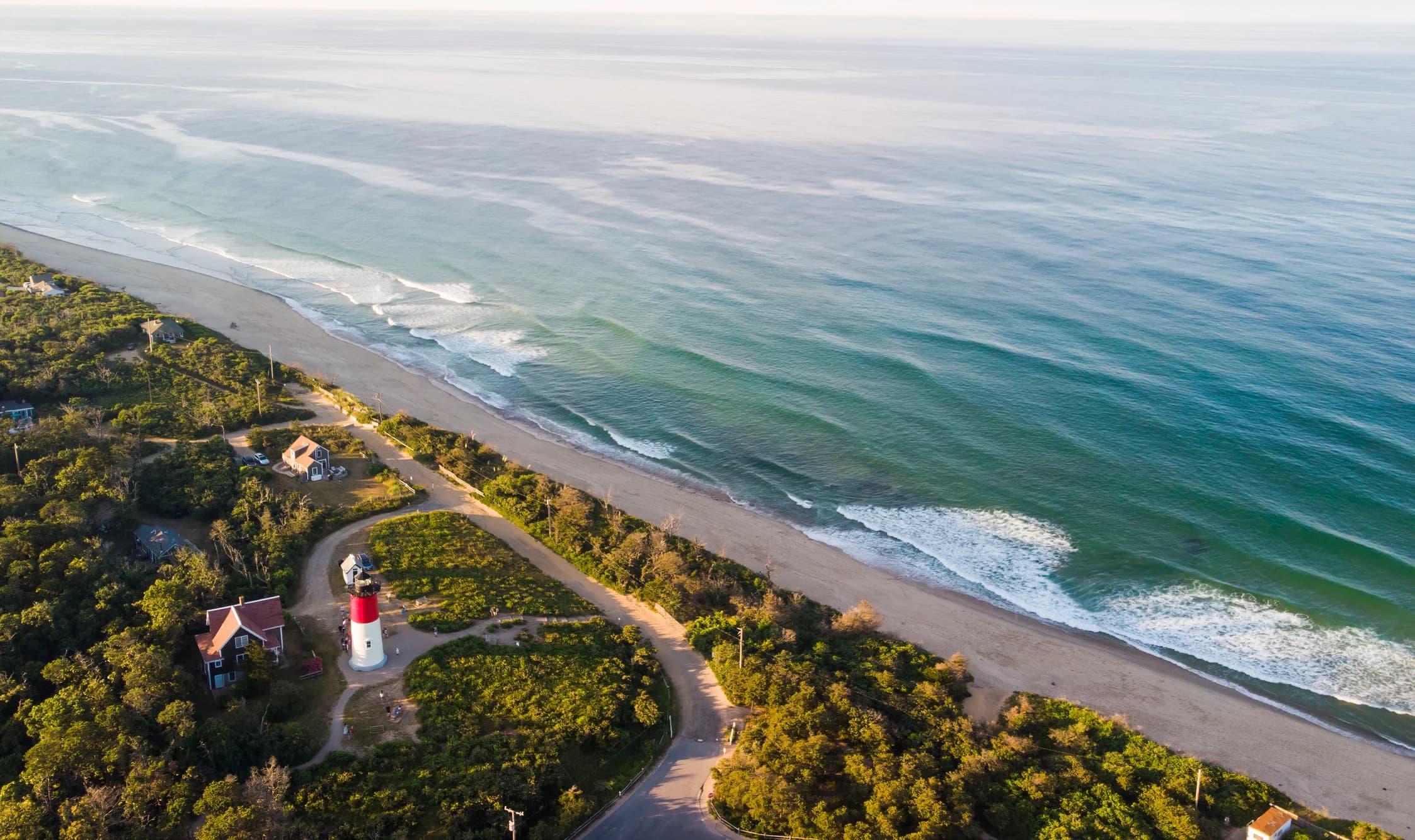 Rolling Atlantic surf along the wide sand of Nauset Beach in Orleans