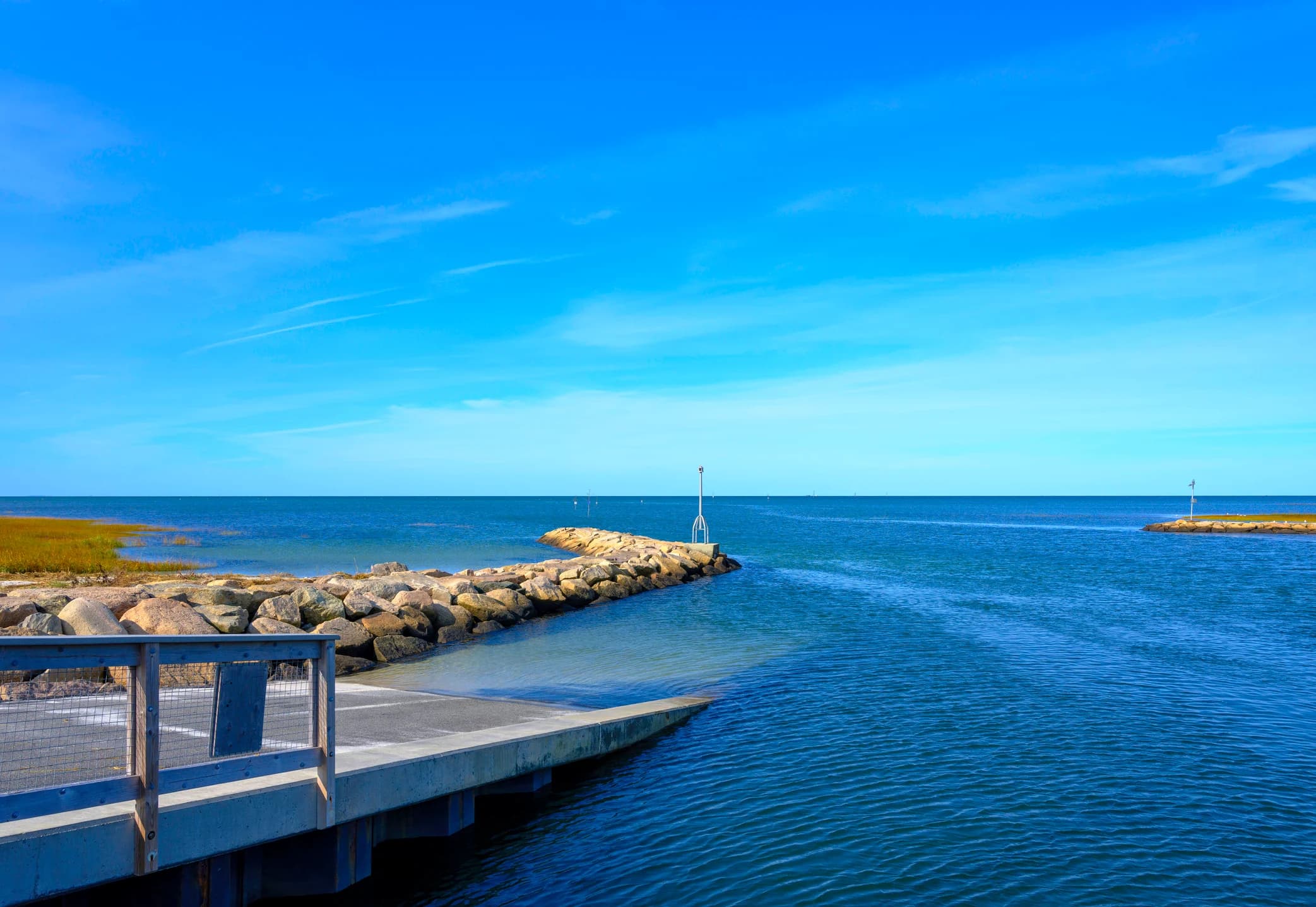 Fishing boats and tidal flats at Rock Harbor in Orleans